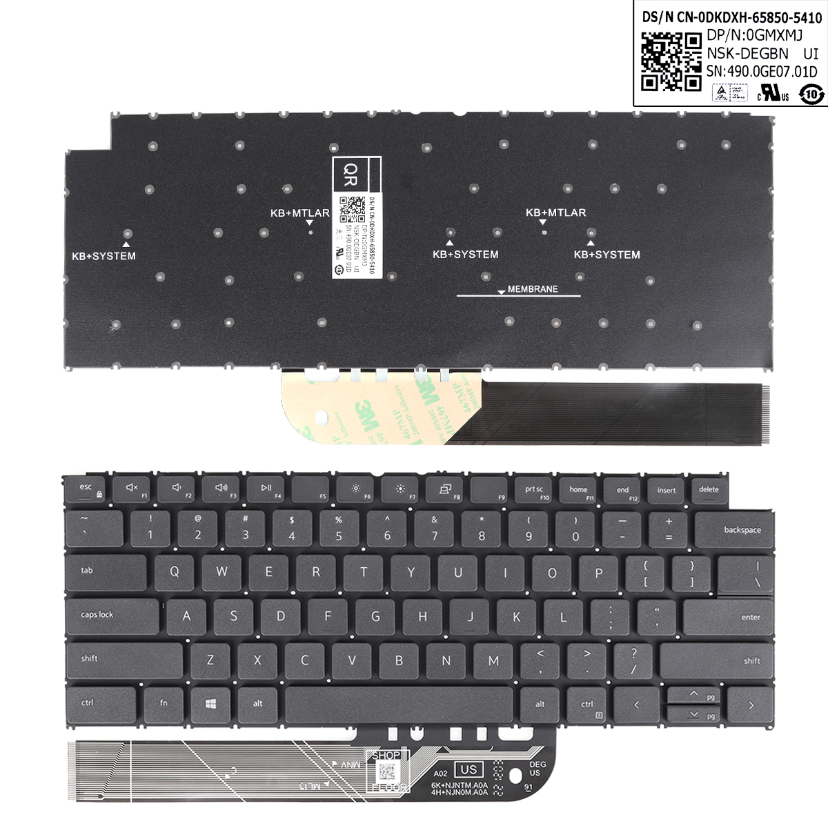 Picture of New Replacement Laptop Keyboard For Dell Vostro 5310 5320 5410 5415 P143G Latitude 3320 3420 BLACK(Without FRAME,WIN8) US Layout